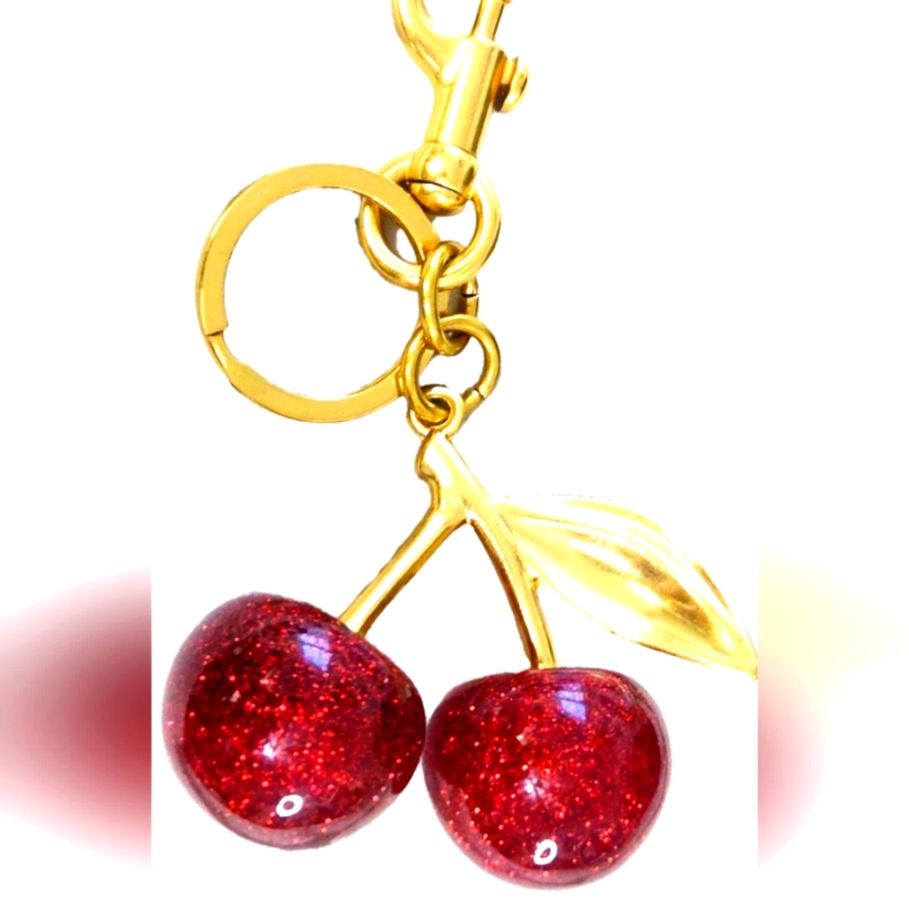RED 🍒 CHERRY BAG CHARM KEY CHAINS 🍒 HUGE CHERRIES